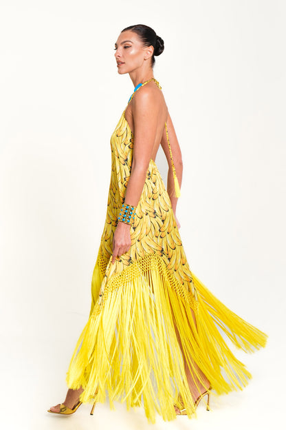 Banana Long Dress Fringe
