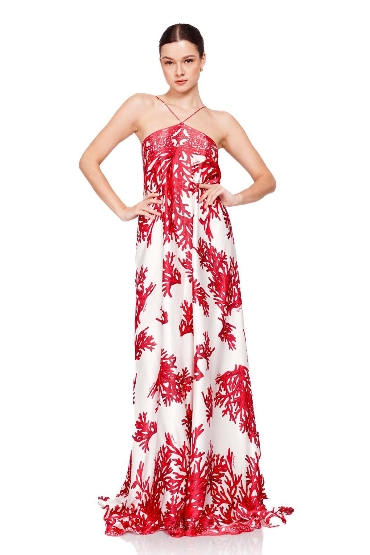 CORAL Halter Dress
