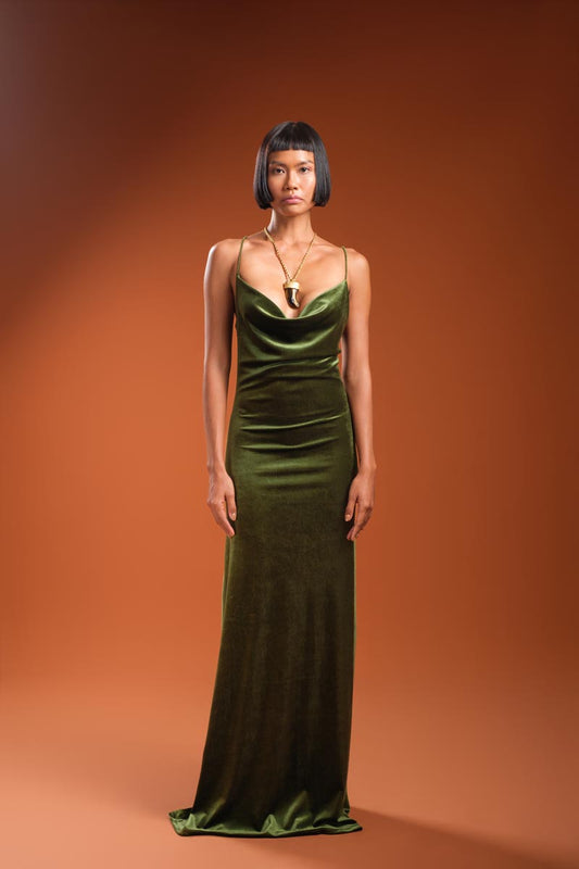 FLIRT Royal Green Silk Dress