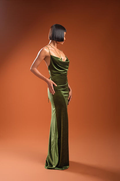 FLIRT Royal Green Silk Dress