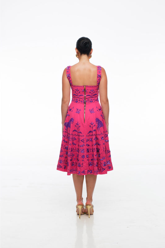 Sumba Embroidery Magenta Dress