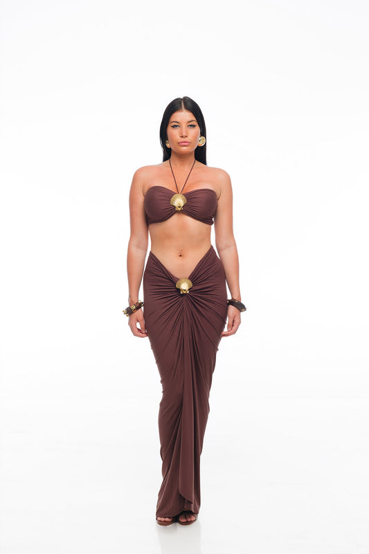 FLIRT Maxi Skirt with Sea Shell Gold Hardware