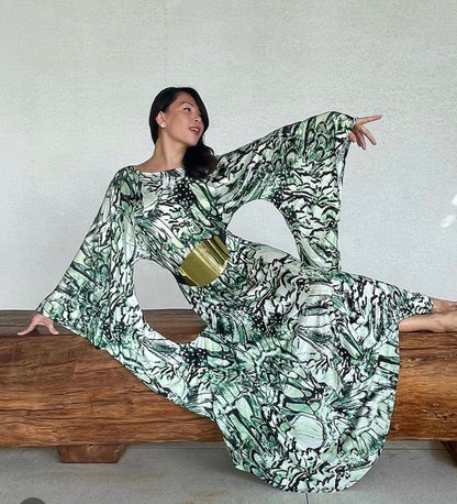 The Print Kaftan Green